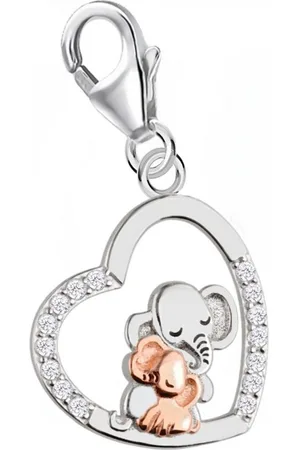 Goldene Hufeisen Charm Herz Zirkonia Herz Elefant Charm 925 Sterling-Silber Rosegold Anhänger, Elefantenbaby in Rosegold - Verkäufer: