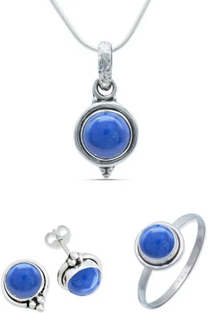 mantraroma Schmuckset 925er Silber mit Lapis Lazuli (Schmuckset aus 925 Silber) - Verkäufer: