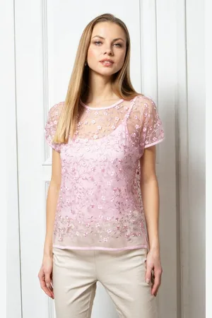 Passioni T-Shirt Top in mit floraler Stickerei - Verkäufer: Passion Mode