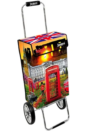 JAMES Einkaufstrolley LONDON - stabiler Einkaufswagen mit individuellem Design, Handmade in Austria - Einkaufsbegleiter mit viel Stauraum - trägt 40kg - Verkäufer: Warenhaus 23