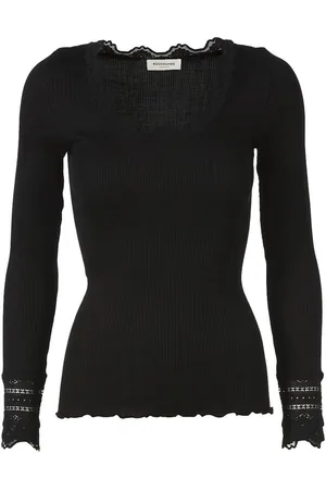 Rosemunde Langarmshirt Benita Silk Blouse Vintage-Spitzenbesatz am Ausschnitt, elastische Spitze an den Ärmeln