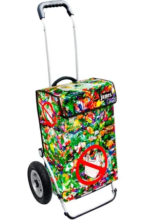 JAMES Einkaufstrolley PLASTIKMUELL - stabiler Einkaufswagen mit individuellem Design, Handmade in Austria - Einkaufsbegleiter mit viel Stauraum - trägt 40kg - Verkäufer: Warenhaus 23