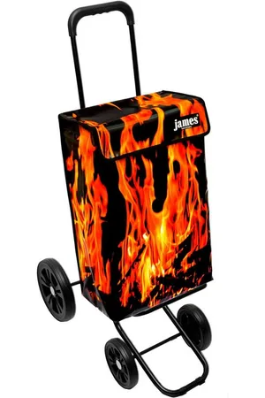 JAMES Einkaufstrolley FIRE - stabiler Einkaufswagen mit individuellem Design, Handmade in Austria - Einkaufsbegleiter mit viel Stauraum - trägt 40kg - Verkäufer: Warenhaus 23