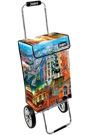 JAMES Einkaufstrolley BREMEN - stabiler Einkaufswagen mit individuellem Design, Handmade in Austria - Einkaufsbegleiter mit viel Stauraum - trägt 40kg - Verkäufer: Warenhaus 23