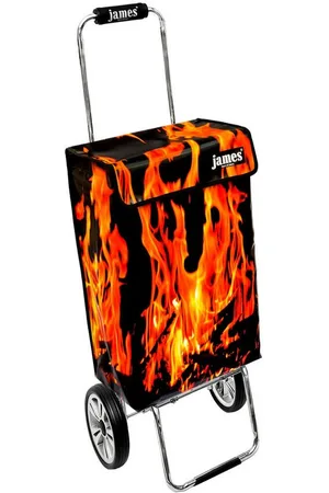 JAMES Einkaufstrolley FIRE - stabiler Einkaufswagen mit individuellem Design, Handmade in Austria - Einkaufsbegleiter mit viel Stauraum - trägt 40kg - Verkäufer: Warenhaus 23