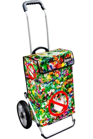 JAMES Einkaufstrolley PLASTIKMUELL - stabiler Einkaufswagen mit individuellem Design, Handmade in Austria - Einkaufsbegleiter mit viel Stauraum - trägt 40kg - Verkäufer: Warenhaus 23
