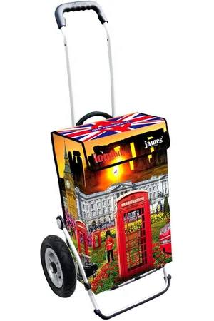 JAMES Einkaufstrolley LONDON - stabiler Einkaufswagen mit individuellem Design, Handmade in Austria - Einkaufsbegleiter mit viel Stauraum - trägt 40kg - Verkäufer: Warenhaus 23