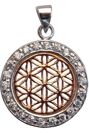 Saraswati Kettenanhänger Anhänger "Blume des Lebens" mit 22 Zirkonia Silber 925 vergoldet 2cm - Verkäufer: Devananda