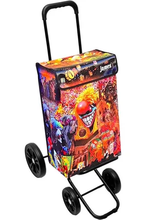 JAMES Einkaufstrolley FASNACHT - stabiler Einkaufswagen mit individuellem Design, Handmade in Austria - Einkaufsbegleiter mit viel Stauraum - trägt 40kg - Verkäufer: Warenhaus 23