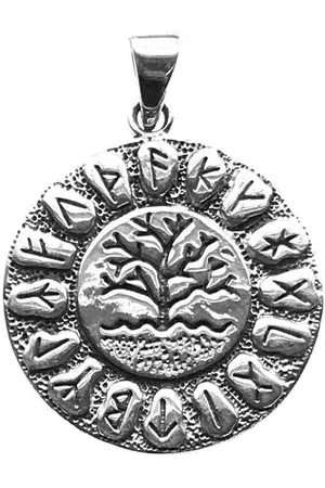 Saraswati Kettenanhänger Anhänger "Runen Lebensbaum" Silber 925 3cm, 7,5g. - Verkäufer: Devananda
