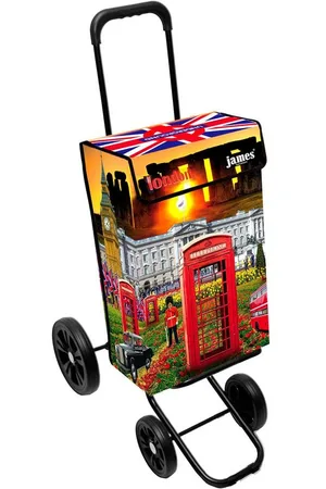 JAMES Einkaufstrolley LONDON - stabiler Einkaufswagen mit individuellem Design, Handmade in Austria - Einkaufsbegleiter mit viel Stauraum - trägt 40kg - Verkäufer: Warenhaus 23