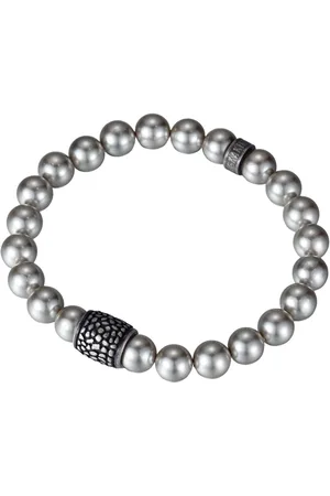 Kingka Perlenarmband Schmuck Geschenk Edelstahl Armschmuck Reptil, OSB-2213SGR-PEA-Anti, mit Muschelperle