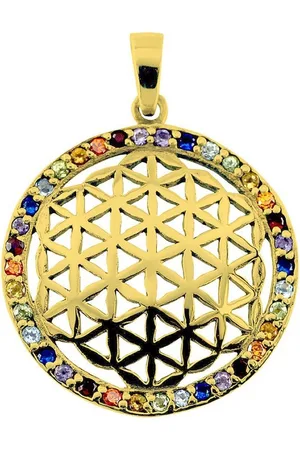 Saraswati Kettenanhänger Anhänger "Blume des Lebens" mit 32 Zirkonia Messing 3,4g 2,5cm - Verkäufer: Devananda