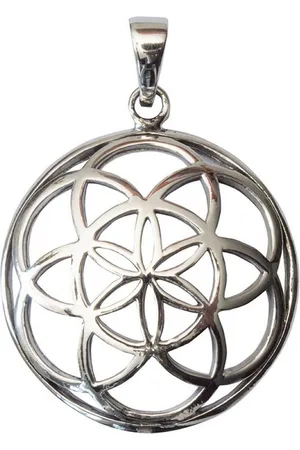 Saraswati Kettenanhänger Anhänger "Saat des Lebens" Messing versilbert 4g 3cm - Verkäufer: Devananda