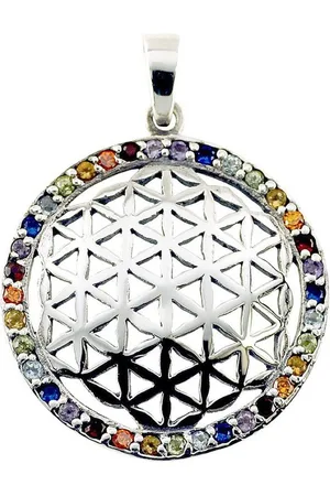 Saraswati Kettenanhänger Anhänger "Blume des Lebens" mit 32 Zirkonia Messing versilbert 3,4g 2 - Verkäufer: Devananda