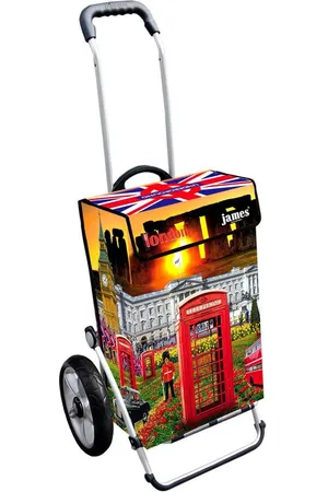 JAMES Einkaufstrolley LONDON - stabiler Einkaufswagen mit individuellem Design, Handmade in Austria - Einkaufsbegleiter mit viel Stauraum - trägt 40kg - Verkäufer: Warenhaus 23