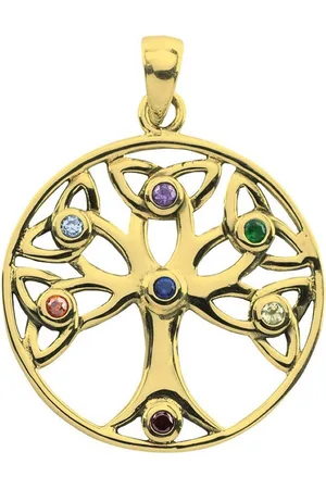 Saraswati Kettenanhänger Anhänger "Baum des Lebens" mit 7 Zirkonia Messing 3,7g 2,5cm - Verkäufer: Devananda