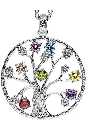 Saraswati Kettenanhänger Anhänger "Baum des Lebens" mit 7 Zirkonia Messing versilbert 5,9g 3cm - Verkäufer: Devananda