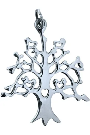 Saraswati Kettenanhänger Anhänger "Baum des Lebens" Messing versilbert 2,5cm, 1,9g - Verkäufer: Devananda