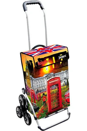 JAMES Einkaufstrolley LONDON - stabiler Einkaufswagen mit individuellem Design, Handmade in Austria - Einkaufsbegleiter mit viel Stauraum - trägt 40kg - Verkäufer: Warenhaus 23
