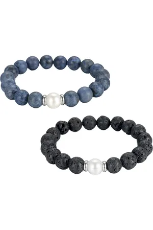 Firetti Armband Set Multipack Schmuck Geschenk Edelstahl Armschmuck Armkette Edelstein (Set, 2-tlg), mit Lavastein, Dumortierit - mit Muschelperle