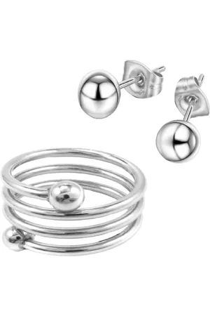 Firetti Schmuckset Mulitpack Schmuck Geschenk Edelstahl Ring Paar Ohrstecker (Set, 3-tlg)
