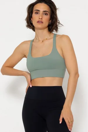 SASSYCLASSY Sport-BH Crop Sport BH mit schmalen Kreuzträgern am Rücken Top aus atmungsaktiven und schweißableitendem Material - Verkäufer: