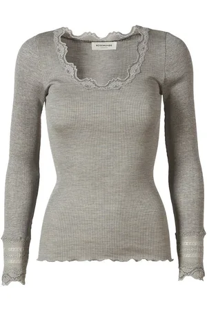 Rosemunde Langarmshirt Benita Silk Blouse Vintage-Spitzenbesatz am Ausschnitt, elastische Spitze an den Ärmeln