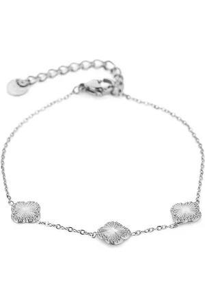 Karma Armband Damen Armband Edelstahl Kleeblatt Gold od. Silber Blumen (Metallarmband Kleeblattarmband), Edelstahlarmband modern Damenarmband Damenschmuck - Verkäufer: Sanixa