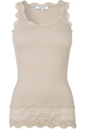 Rosemunde Tanktop Benita Silk Top Camisole mit Vintage-Spitze am Ausschnitt, breite elastische Spitze am Saum