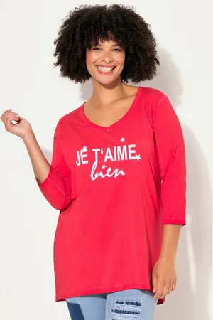 Angel of Style T-Shirt T-Shirt cold dyed Statement-Druck V-Ausschnitt - Verkäufer: Popken Fashion Group