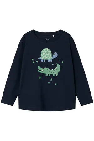 NAME IT Longsleeve Jungen Longsleeve mit Kroko Print Dark Sapphire-122-128 (1-tlg) mit Rundhalsausschnitt - Verkäufer: Schnubby-de