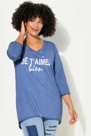Angel of Style T-Shirt T-Shirt cold dyed Statement-Druck V-Ausschnitt - Verkäufer: Popken Fashion Group
