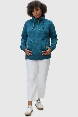 Ragwear Kapuzensweatjacke Rylie Print Zip Plus modischer Damen Kapuzensweater mit Kordeln
