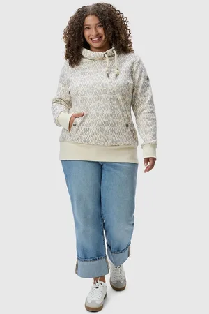 Ragwear Rollkragenpullover Rylie Print Plus modischer Damen Kapuzensweater mit Kordeln
