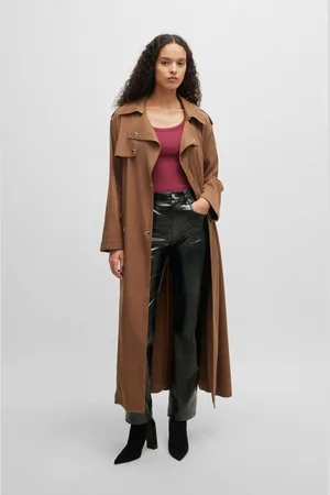 HUGO BOSS Lederimitathose C_Tadas mit Eingrifftaschne, Gürtelschlaufen, Ziernähte