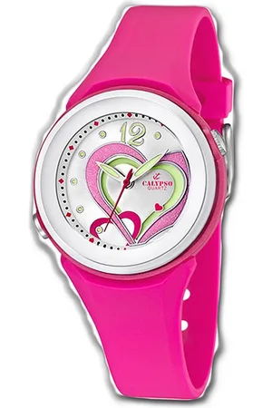 Calypso Quarzuhr Calypso Kunststoff PUR Damen Uhr, (Analoguhr), Damenuhr PURarmband pink, rundes Gehäuse, mittel (ca. 36mm) - Verkäufer: Fit4Style Silberschmuck - IMPPAC