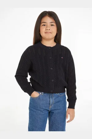 Tommy Hilfiger Strickjacke ESSENTIAL CABLE REGULAR CARDIGAN Kinder bis 16 Jahre mit Logostickerei