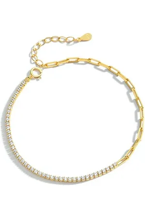 Eyecatcher Armkette 925 Sterling Silber Armband vergoldet mit Edelsteinen 16 + 4 cm einste (kein Set) - Verkäufer: