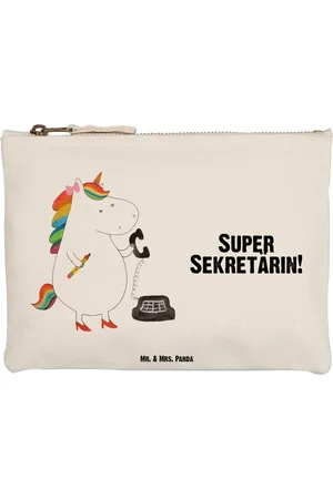 Mr. & Mrs. Panda Kosmetiktasche Einhorn Sekretärin Größe M - - Geschenk, Federmappe, Kosmetiktas (1-tlg), Charmante Designs - Verkäufer: