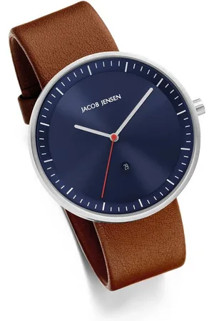 Jacob Jensen Quarzuhr Herrenuhr Lederband Uhrendesign Stahl ⌀41mm Herrenuhr Quarz, farbiger Sekundenzeiger - Verkäufer: Grossuhren Pohlmann