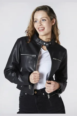 Bolongaro Lederjacke Classic Motto Rennfahrer Kragen, Superweiches Leder, Cropped - Verkäufer: GoJungo GmbH