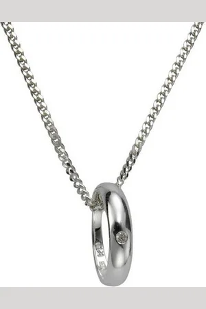 Zeeme Kette mit Anhänger 925 Silber Taufring mit Diamant 0,01ct.