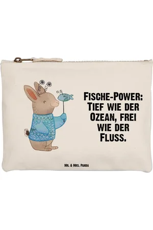 Mr. & Mrs. Panda Kosmetiktasche Fische Astrologie Größe M - - Geschenk, Kosmetiktasche, Geburtst (1-tlg), Charme und Praktikabilität - Verkäufer: