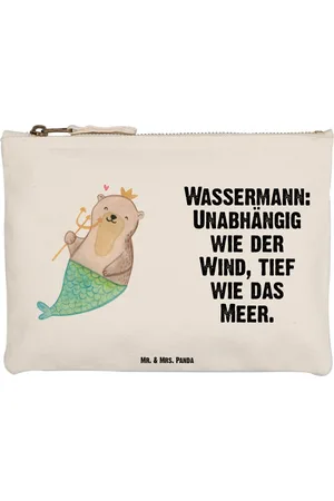 Mr. & Mrs. Panda Kosmetiktasche Wassermann Astrologie Größe M - - Geschenk, Tierkreiszeichen, Sc (1-tlg), Einzigartige Designs - Verkäufer: