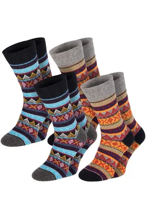 Chili Lifestyle Norwegersocken WOOL COLOR Wollsocken Schafwolle Socken in buntem Mustermix (Multipack, 4-Paar, 2 Farbdesigns) Weichbund ohne Gummidruck - Verkäufer: ChiliLifestyle