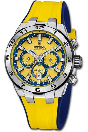 Festina Chronograph Herrenuhr Silikon blau, (Chronograph), Herrenuhr Silikonarmband , blau, rundes Gehäuse, groß (ca. 44,5mm) - Verkäufer: Fit4Style Silberschmuck - IMPPAC