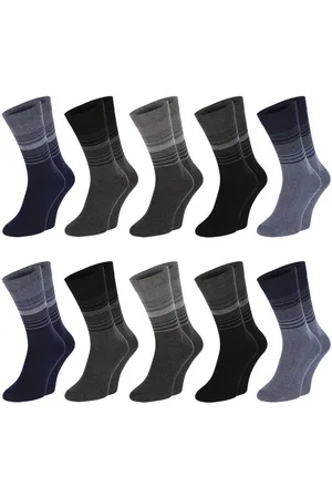 Chili Lifestyle Basicsocken Streifen Baumwollsocken Damen Herren Langsocken schwarz grau blau (Multipack, 10-Paar, 5 Farbdesigns) Weichbund ohne Gummidruck - Verkäufer: ChiliLifestyle