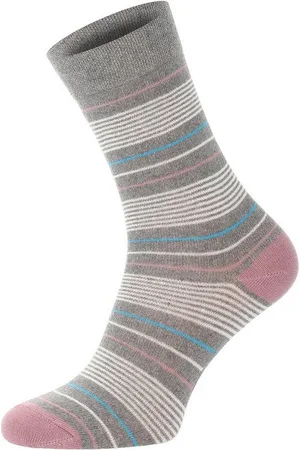 Chili Lifestyle Basicsocken Streifen Damensocken Baumwollsocken blau grau schwarz gestreift (Multipack, 5-Paar, 5 Farbdesings) Weichbund ohne Gummidruck - Verkäufer: ChiliLifestyle