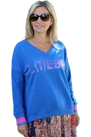miss goodlife Sweater MG9758Sweater, V-Neck, L(I) EBE! Strass, blue/neon pink - Verkäufer: Lord of Label